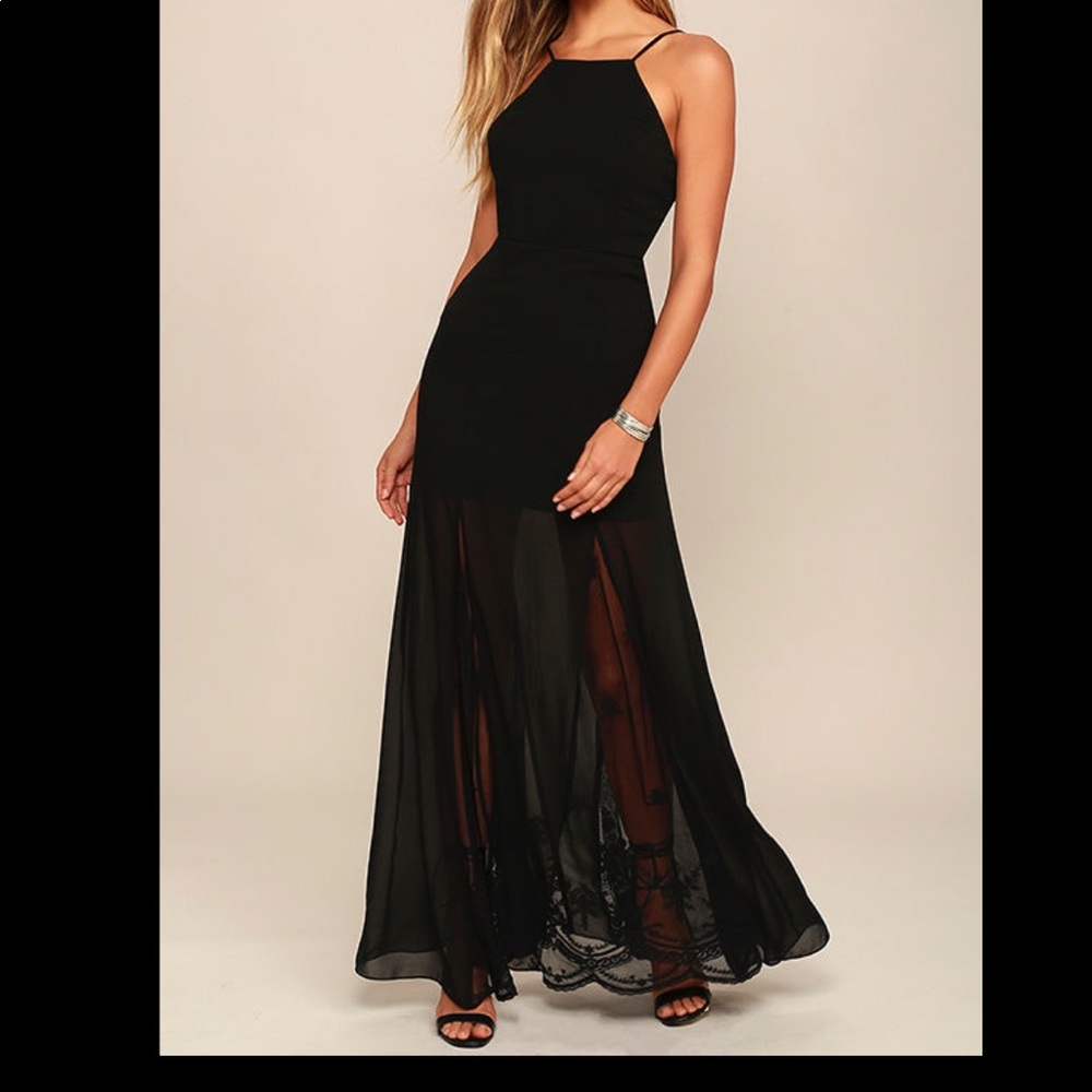 Lulu’s Listen to the Rain Black Maxi Dress